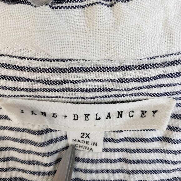 Jane + Delancey Crinkled Blouse Top Shirt Striped Colorblock size 2X Button-up - Picture 4 of 13